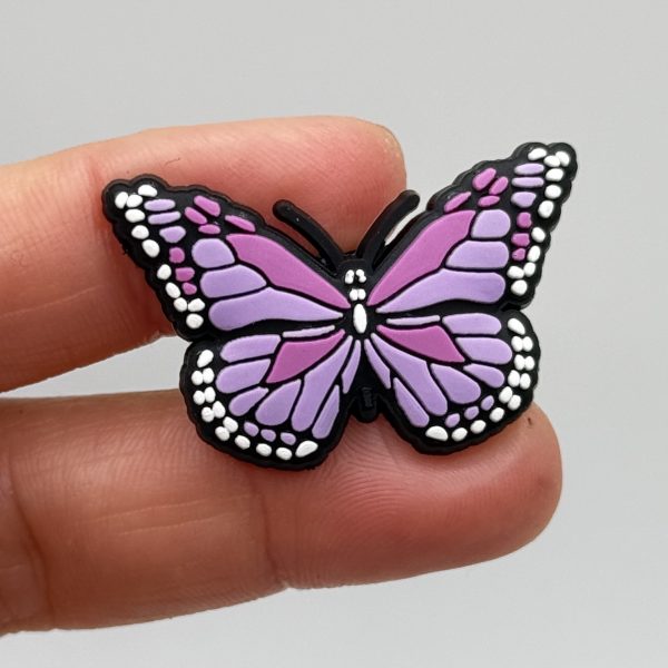 Purple White Pink Butterfly Croc Charm