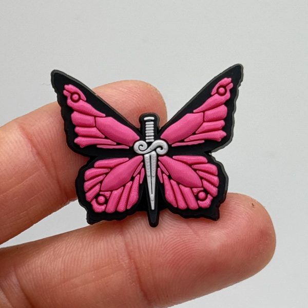Pink Butterfly Croc Charm