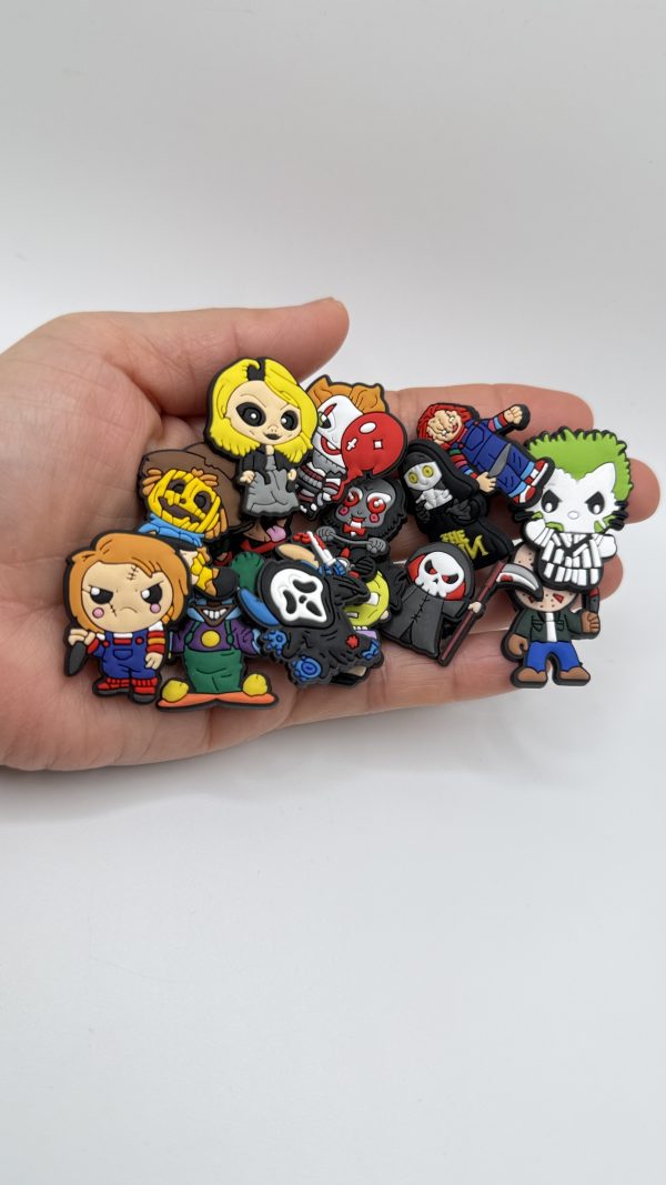 A Set Of 14 Halloween Horror Croc Charms