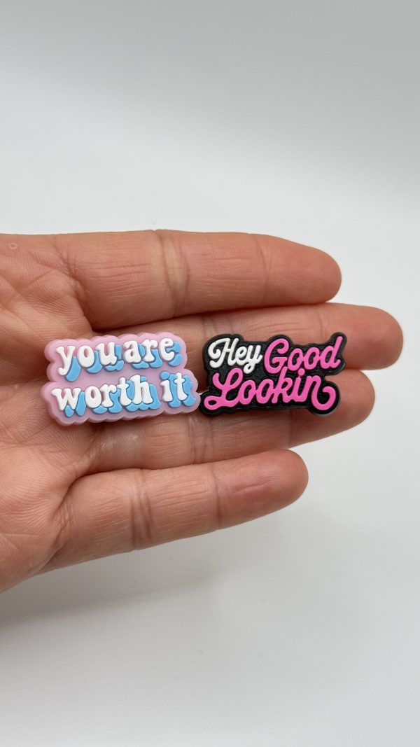 A Set Of 25 Love Heart Croc Charms