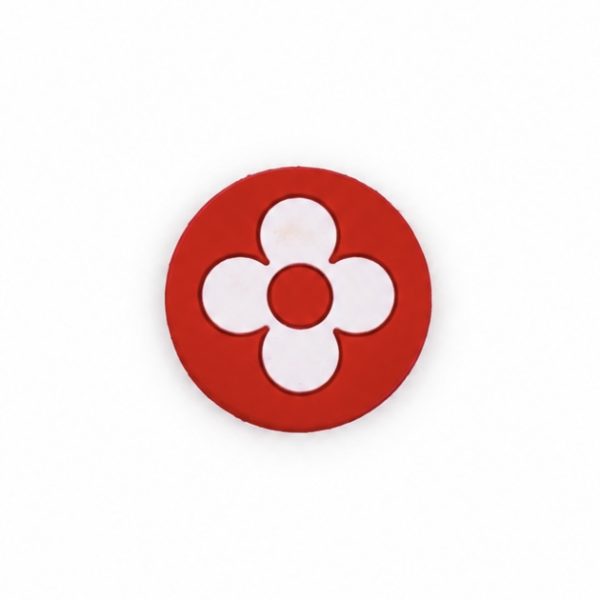 LV Circle Red & White Flower Shoe Charm