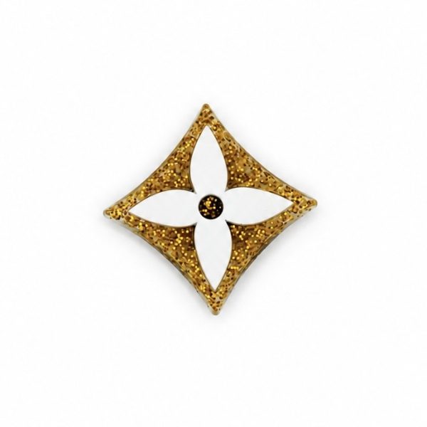 LV White & Glitter Flower Shoe Charm
