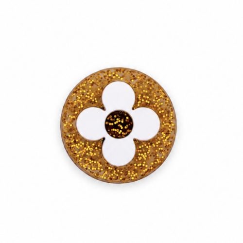 LV Circle Glitter Flower Shoe Charm